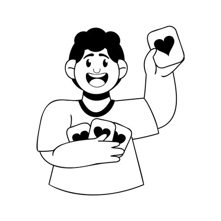 Vector Cartoon Cute Saint Valentine Sticker Illustrationのイラスト素材