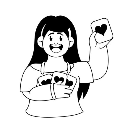 Vector Cartoon Cute Saint Valentine Sticker Illustrationのイラスト素材