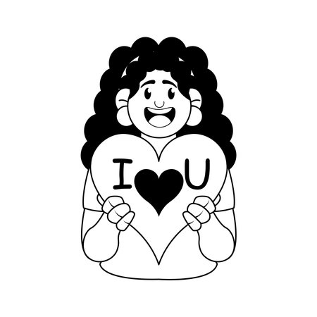 Vector Cartoon Cute Saint Valentine Sticker Illustrationのイラスト素材