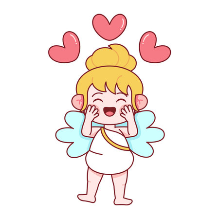 Vector Cute Cupid Saint Valentine Illustration Isolatedのイラスト素材