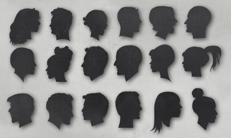 Vintage Collection of Human Silhouettes with Clipping Pathの写真素材