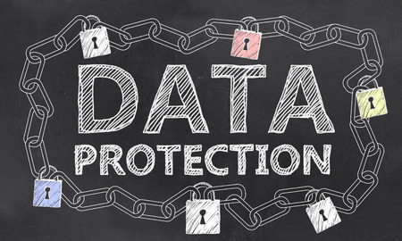 Big Data IT Security Issues with Chalk on Blackboardの写真素材