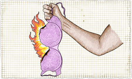 Strong Woman Fist holding Burning Braの写真素材