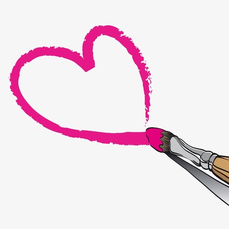 Vector paintbrush paints heartのイラスト素材