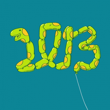 Year of the snake design. Vector snake from balloons