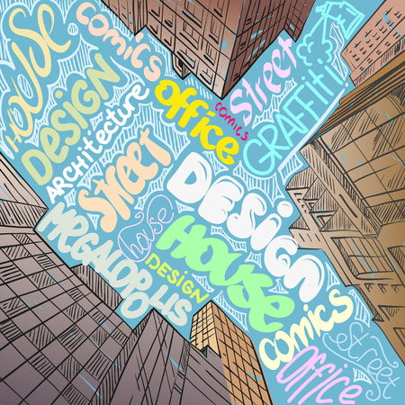 Hand drawn cityscape, vector illustrationのイラスト素材