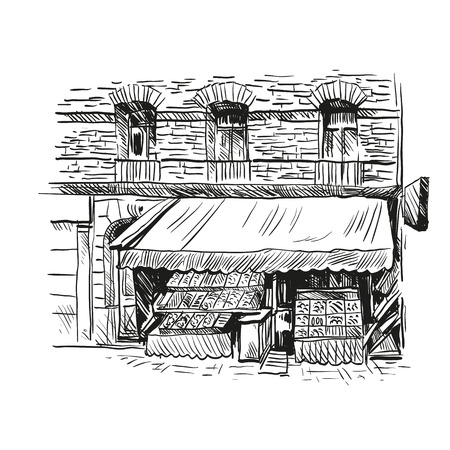 Grocery store hand drawn, vector illustrationのイラスト素材