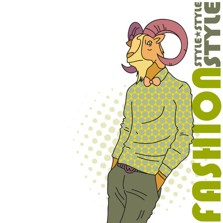 Fashion illustration of goat modelのイラスト素材