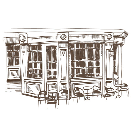 Cafe hand drawn, vector illustrationのイラスト素材