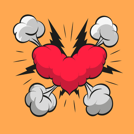 Heart shape boom clouds, vector illustrationのイラスト素材