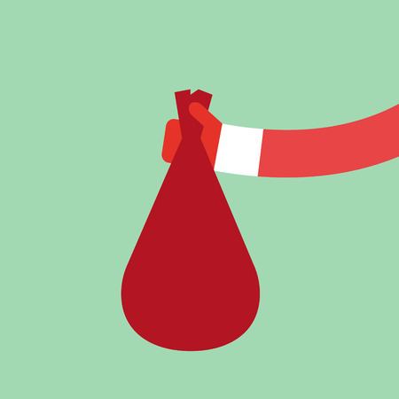 Santa Claus holds red bag flat design, vector illustrationのイラスト素材