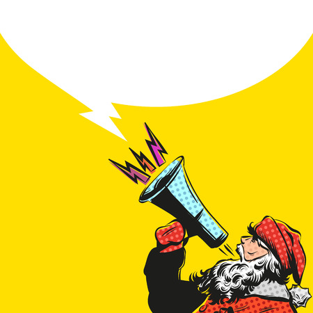 Santa Claus hand drawn with loudspeaker, vector illustrationのイラスト素材