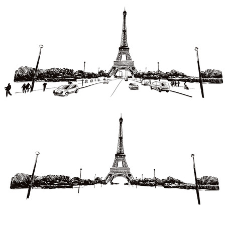 Eiffel Tower hand drawn, vector illustrationのイラスト素材