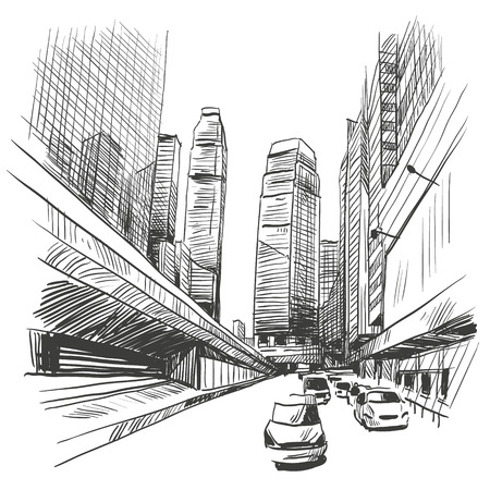 Hong Kong hand drawn, vector illustrationのイラスト素材