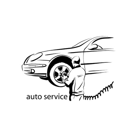 Auto service silhouette abstract, vector illustrationのイラスト素材