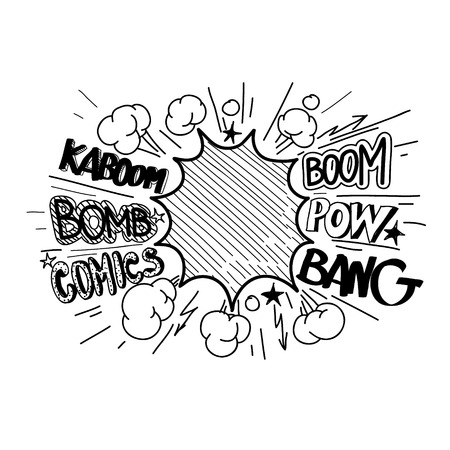 Boom. Comic book explosion.hand draw vector illustrationのイラスト素材
