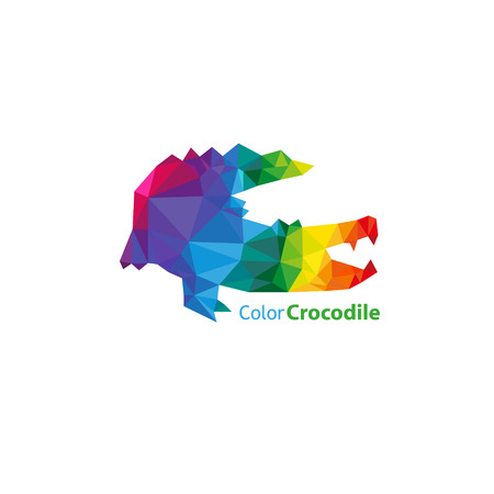 Crocodile abstract triangle design concept element isolated on a white backgrounds, vector illustrationのイラスト素材