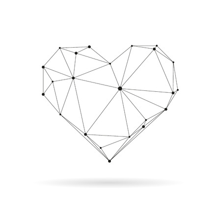 Geometric heart design silhouette. Black line illustrationのイラスト素材