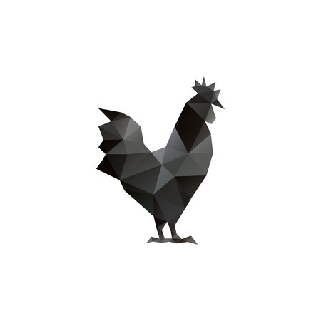 Triangle rooster design silhouette.Hand drawn minimalism style vector illustration