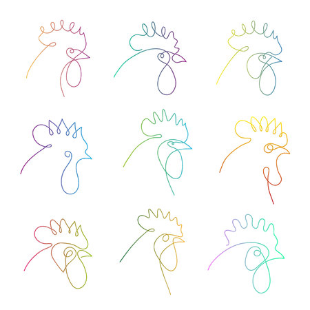 One line rooster design silhouette.Hand drawn minimalism style vector illustrationのイラスト素材