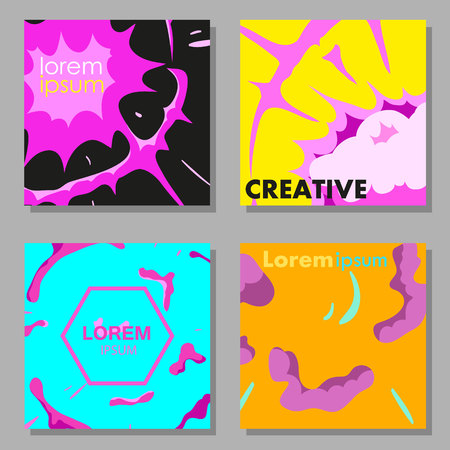 Colorful abstract vector backgrounds set. Design industry for posters, placards, banners, flyers, covers templates. Hand drawn vector illustration.のイラスト素材
