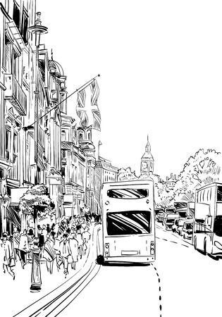 London cityscape hand drawn. Big Ben. England. vector illustration.のイラスト素材