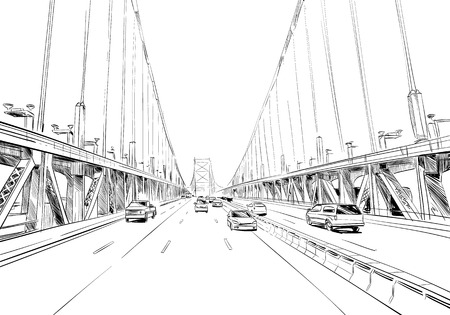 Philadelphia. Pennsylvania. USA. Hand drawn.Unusual Street sketch, vector illustrationのイラスト素材