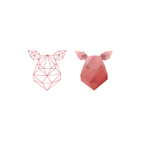 Pig head triangle polygon design. Abstract shapes isolated on a white backgrounds, vector illustration.のイラスト素材