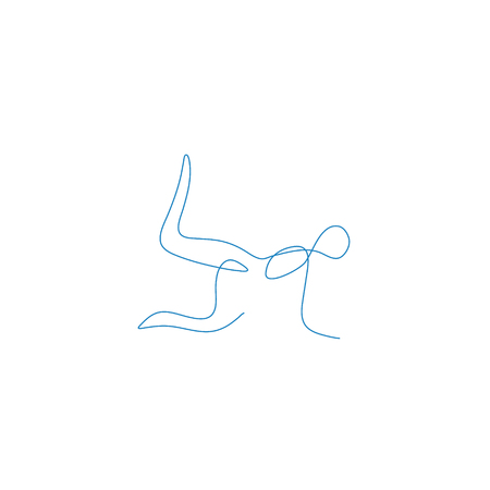 One line man practicing yoga. Healthy lifestyle concept design. Hand drawn vector illustrationのイラスト素材