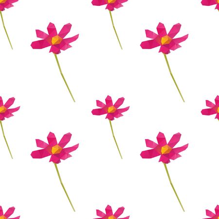 Pink flower triangle triangle shape seamless pattern backgrounds. Wrapping paper template. Polygonal design illustration.のイラスト素材