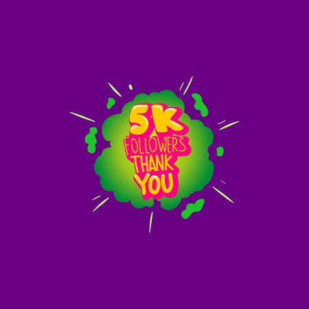 5 k. Followers template design. Blogging concept. Comics boom style. Pop art vector illustration.のイラスト素材