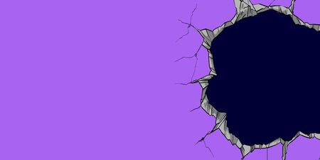 Hole in the wall. Comics style. Hand drawn vector illustrationのイラスト素材