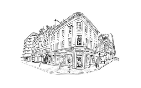 Birmingham. England. United Kingdom. Europe. hand drawn sketch. vector illustration.のイラスト素材