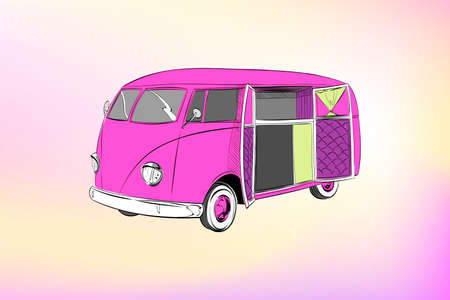 food truck sketch food. Street food banner template. hand drawn vector illustration.