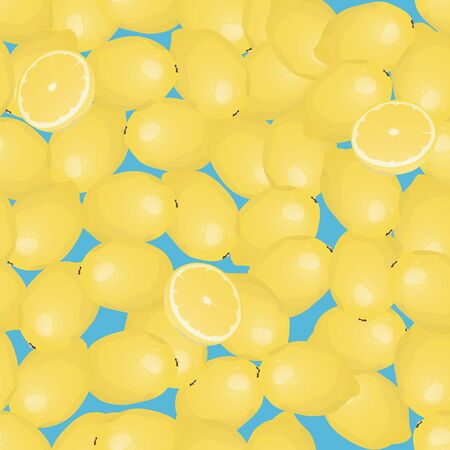Seamless pattern of fresh lemon. Fruit backgroundのイラスト素材