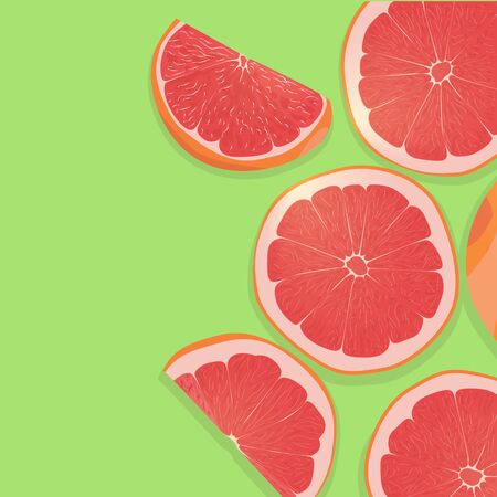 Fresh grapefruit and lemon. Minimalistic fruit colorful backgroundのイラスト素材