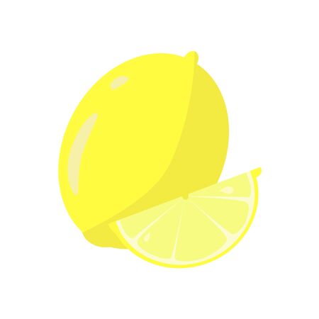 Fresh lemon fruits Lemon vector illustration Hole and sliced on piecesのイラスト素材