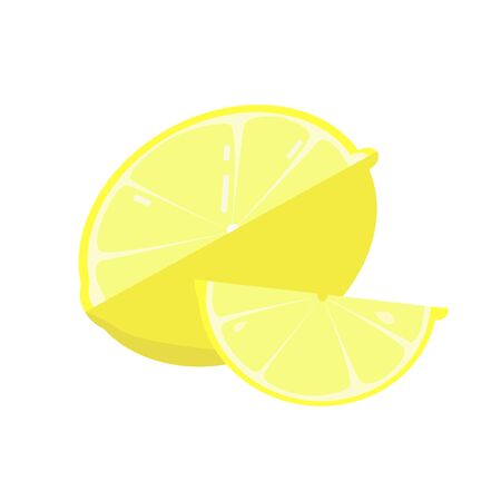 Fresh lemon fruits Lemon vector illustration Hole and sliced on piecesのイラスト素材