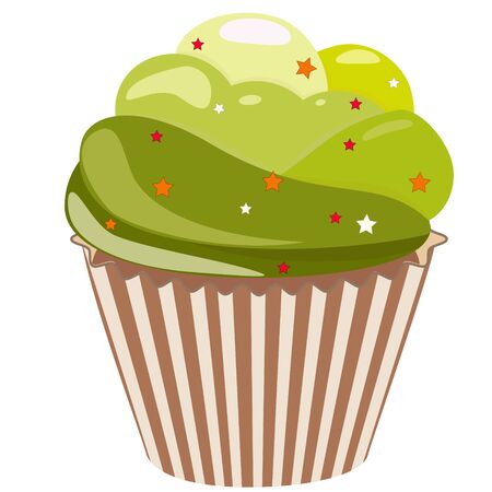 Realistic cupcake. Sweet creamy desserts muffins with frosting flavors decoration, delicious confectionery and baking.のイラスト素材