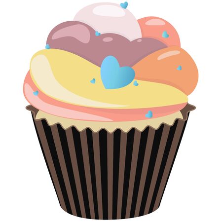 Realistic cupcake. Sweet creamy desserts muffins with frosting flavors decoration, delicious confectionery and baking.のイラスト素材