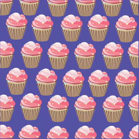 Cupcake pattern. Seamless colorful cupcake pattern. Vector illustrationのイラスト素材