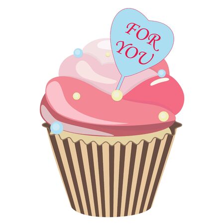 Romantic cupcake Realistic cupcake Sweet creamy desserts muffins with frosting flavors decoration, delicious confectionery and bakingのイラスト素材