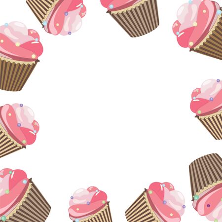 Card with cupcakes Realistic cupcakeのイラスト素材