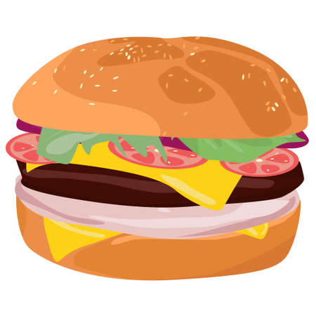 Burger on white background.  American foodのイラスト素材