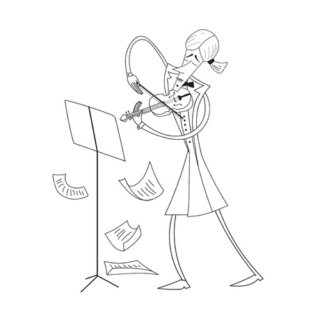 Violinist on white background. vector illustration.のイラスト素材