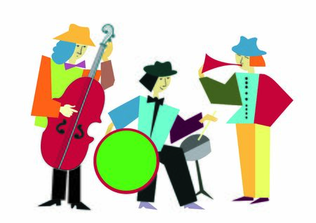Vector image of music band. Collage style. Colorfull.のイラスト素材