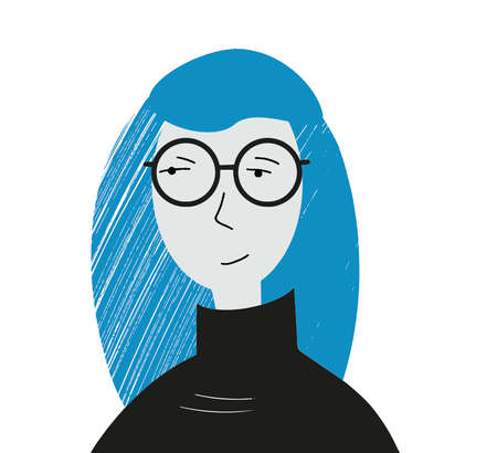 Portrait of the girl. Flat illustration. Stylized. Vector.