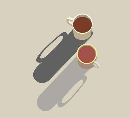 Two caps stylized. View from on the table from above. Vector illustration.のイラスト素材