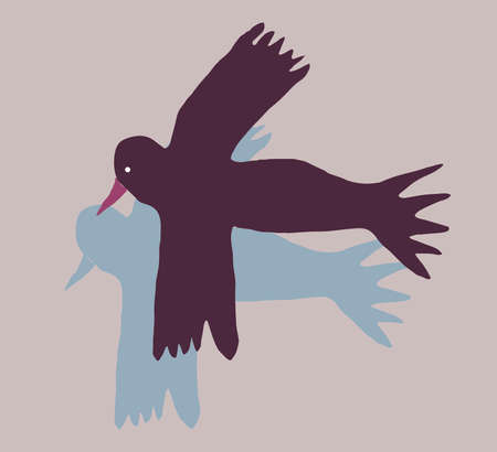 Flying bird illustration. Silhuette. Vector. Stylizate bird.のイラスト素材