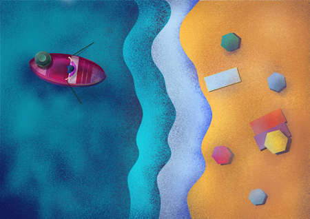 Raster illustration of the sea from above. Summer.の写真素材